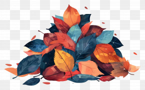 Pile Of Leaves - Vivid Pile Of Colorful Autumn Leaves Illustration PNG