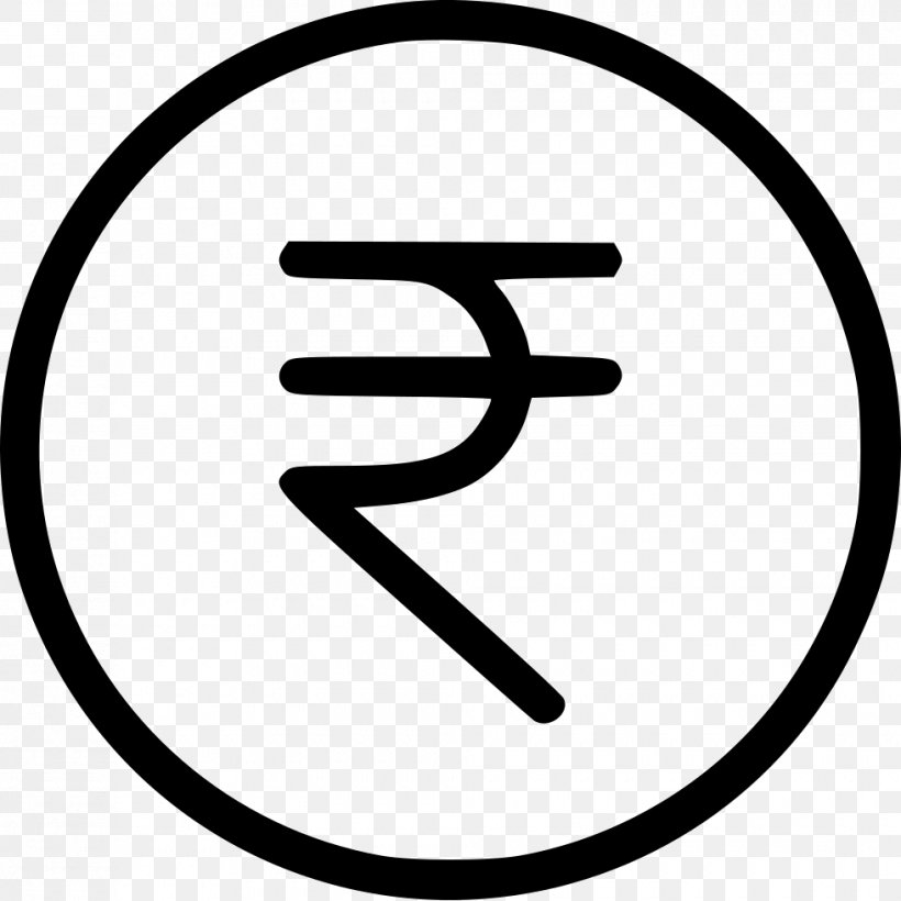 Indian Rupee Sign Clip Art, PNG, 980x981px, Indian Rupee Sign, Area, Black And White, Currency Symbol, India Download Free