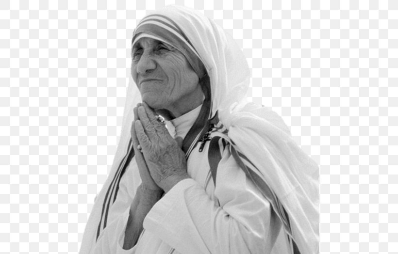 Mother Teresa Kolkata Saint Nun Charity, PNG, 497x524px, Mother Teresa, Albanians, Black And White, Catholicism, Charity Download Free
