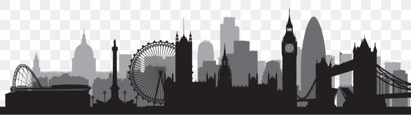 Vector Graphics Skyline Silhouette Stock Illustration, PNG, 1920x540px, Skyline, Black And White, Building, City, City Of London Download Free