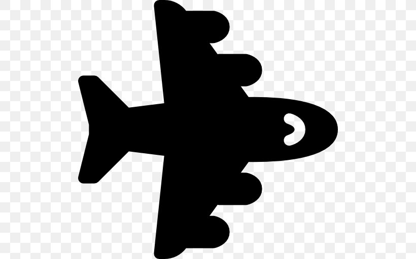 Black Airplane Silhouette White Clip Art, PNG, 512x512px, Black, Aircraft, Airplane, Black And White, Black M Download Free