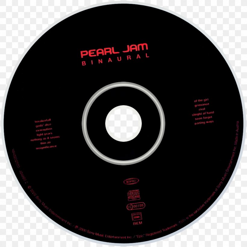 Compact Disc Binaural Pearl Jam, PNG, 1000x1000px, Compact Disc, Binaural, Brand, Data Storage Device, Dvd Download Free