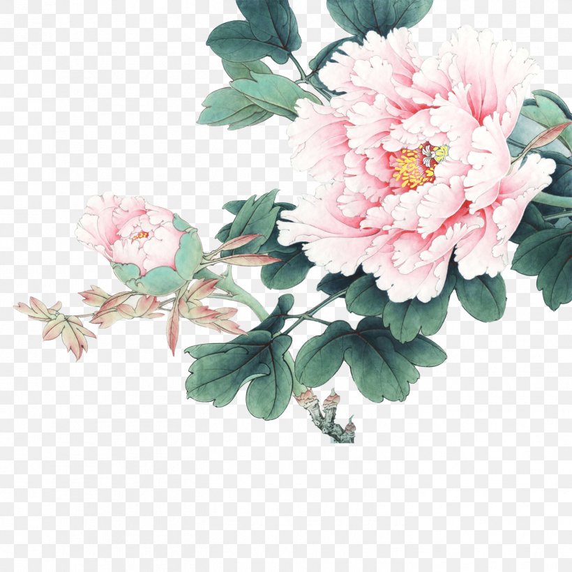 Gongbi Moutan Peony Chinese Painting Inkstick, PNG, 1417x1417px, Gongbi, Art, Artificial Flower, Birdandflower Painting, Blog Download Free