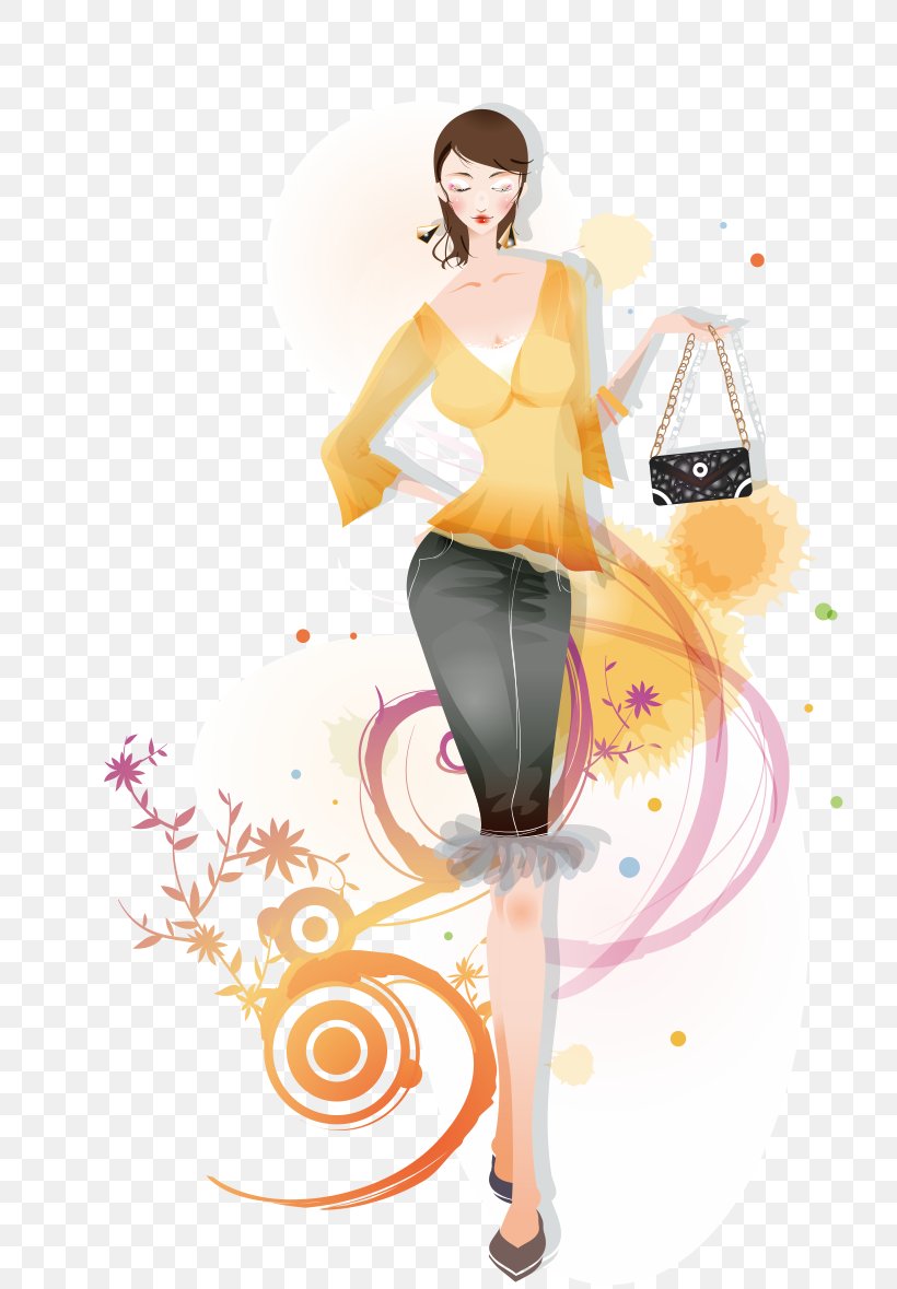 Fashion Illustration Woman, PNG, 723x1179px, Watercolor, Cartoon, Flower, Frame, Heart Download Free