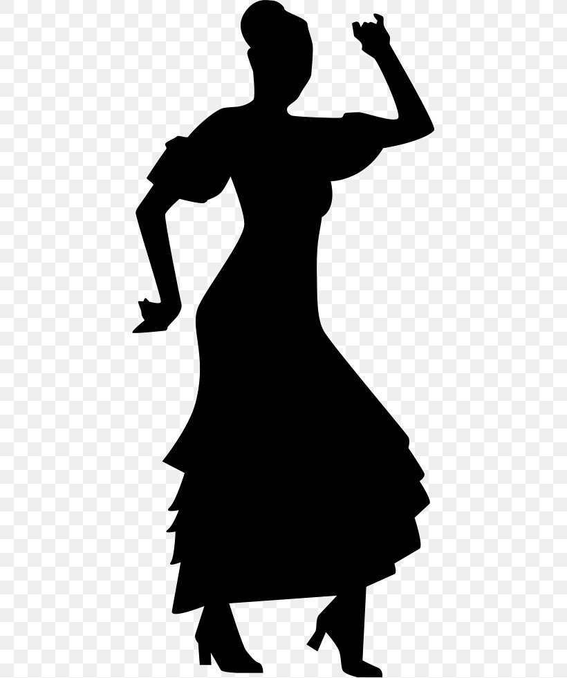 Flamenco Dance Silhouette Woman, PNG, 438x981px, Watercolor, Cartoon, Flower, Frame, Heart Download Free