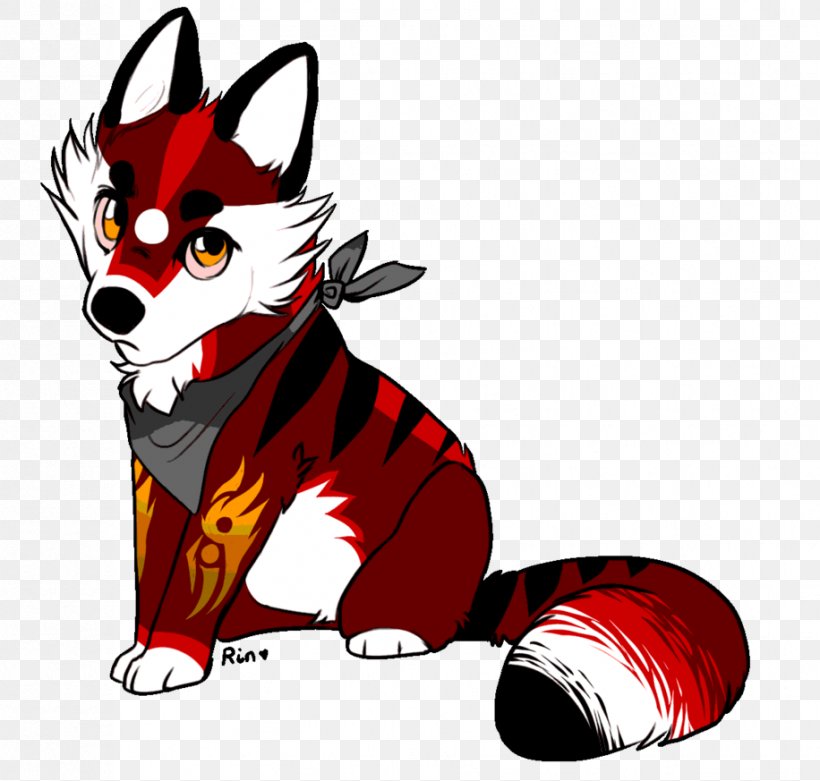 black and red anime wolf pup