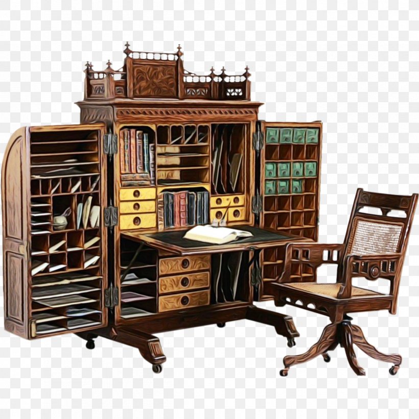 Furniture Desk Hutch Room Table, PNG, 1247x1247px, Watercolor, Bookcase, Chair, Desk, Furniture Download Free