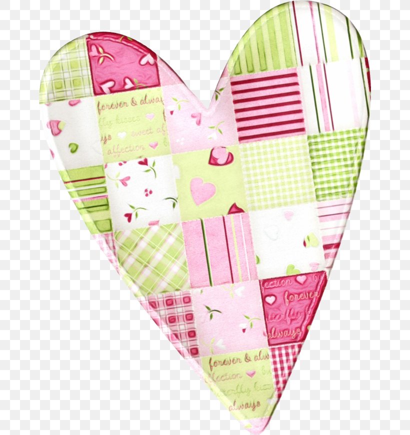 Pink Heart Heart Patchwork Textile, PNG, 664x870px, Watercolor, Bib, Heart, Love, Paint Download Free