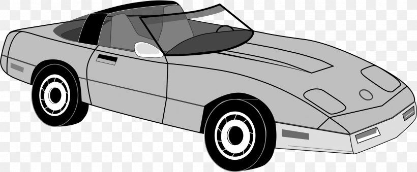 Sports Car Chevrolet Corvette Line Art Clip Art, PNG, 2371x982px, Car, Automotive Design, Automotive Exterior, Black And White, Brand Download Free