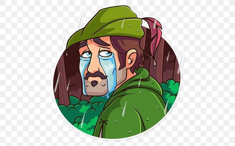 Robin Hood Telegram Sticker Cartoon, PNG, 512x512px, Robin Hood, Art, Cartoon, Fictional Character, Green Download Free