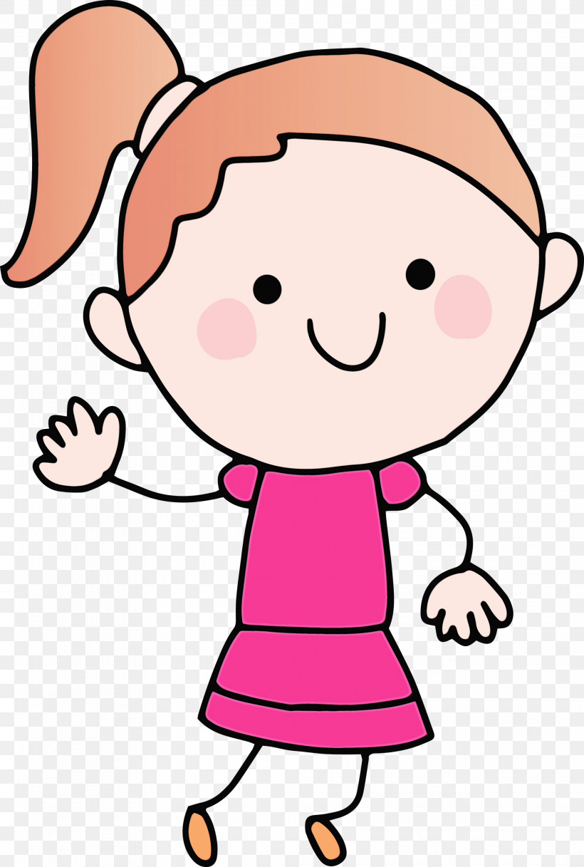 Cartoon Character Pink M Line Happiness, PNG, 2021x3000px, Kid, Behavior, Cartoon, Character, Child Download Free
