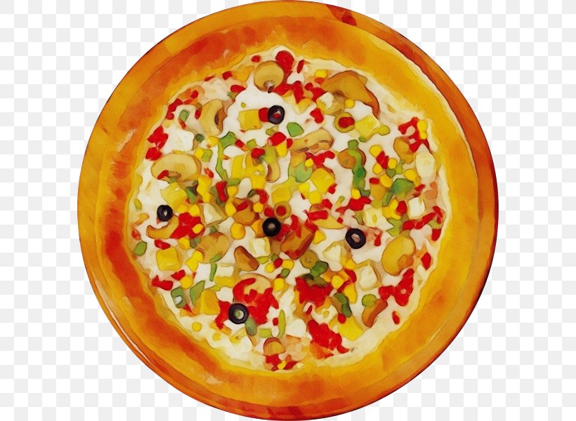 Food Dish Pizza Cuisine Ingredient, PNG, 600x600px, Watercolor, Cuisine, Dessert, Dish, Dishware Download Free