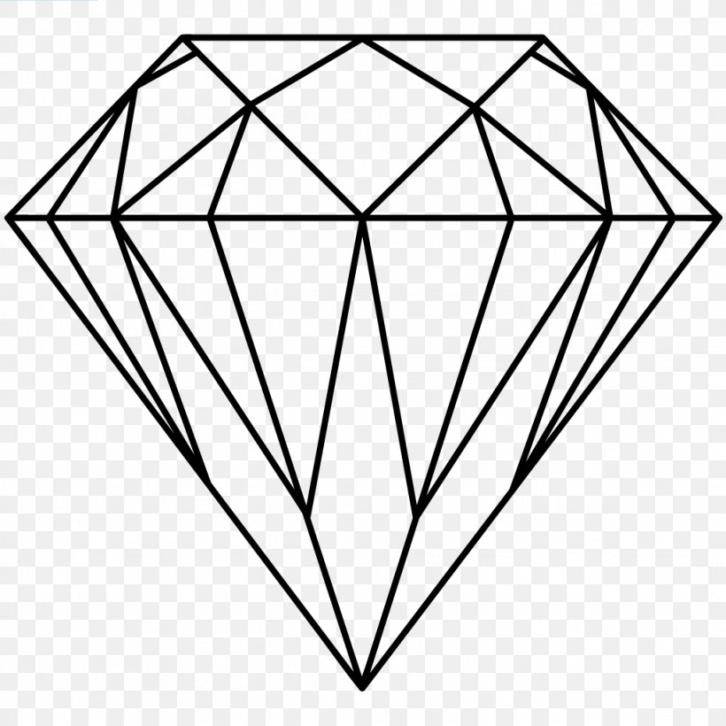 Diamond Color Drawing Diamond Cut, PNG, 1024x1024px, Diamond, Area, Black, Black And White, Brilliant Download Free