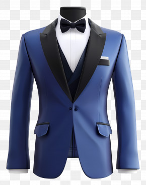 Formal Attire For Men - Elegant Blue Tuxedo With Black Lapel PNG