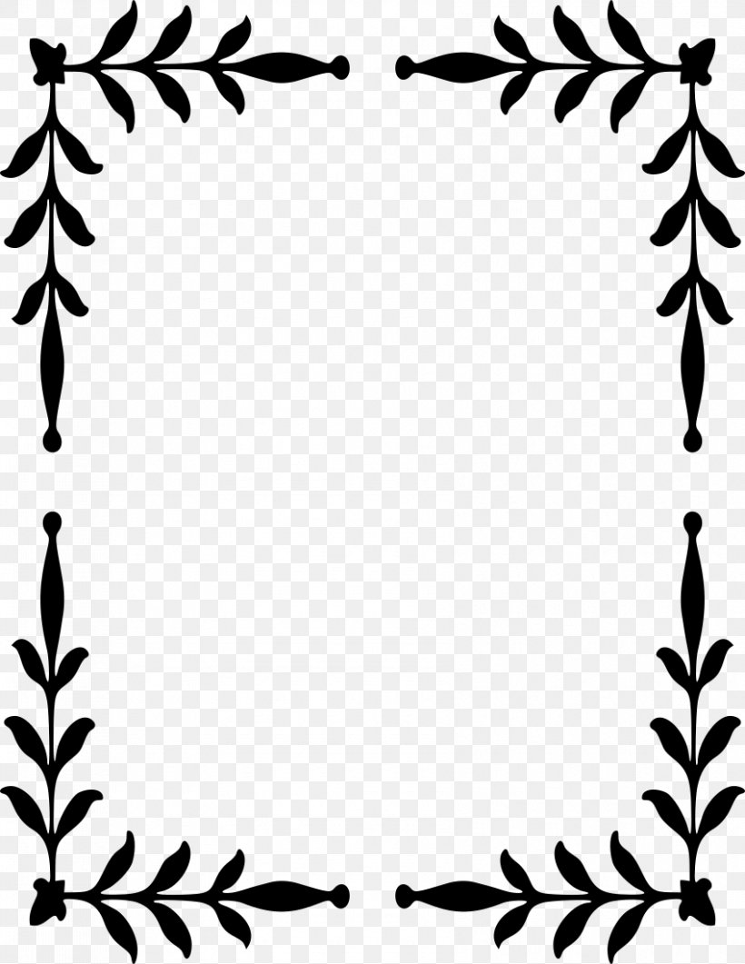 Ornament Clip Art, PNG, 850x1100px, Ornament, Area, Black, Black And White, Branch Download Free