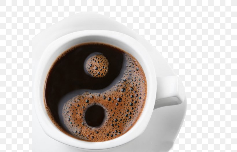 Coffee Tea Cappuccino Cafe Yin And Yang, PNG, 600x527px, Coffee, Bagua, Black Drink, Cafe, Caffeine Download Free
