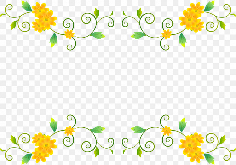 Yellow Flower Frame Vine Frame Foliage Vine Frame, PNG, 1500x1051px, Yellow Flower Frame, Floral Design, Flower, Foliage Vine Frame, Pedicel Download Free