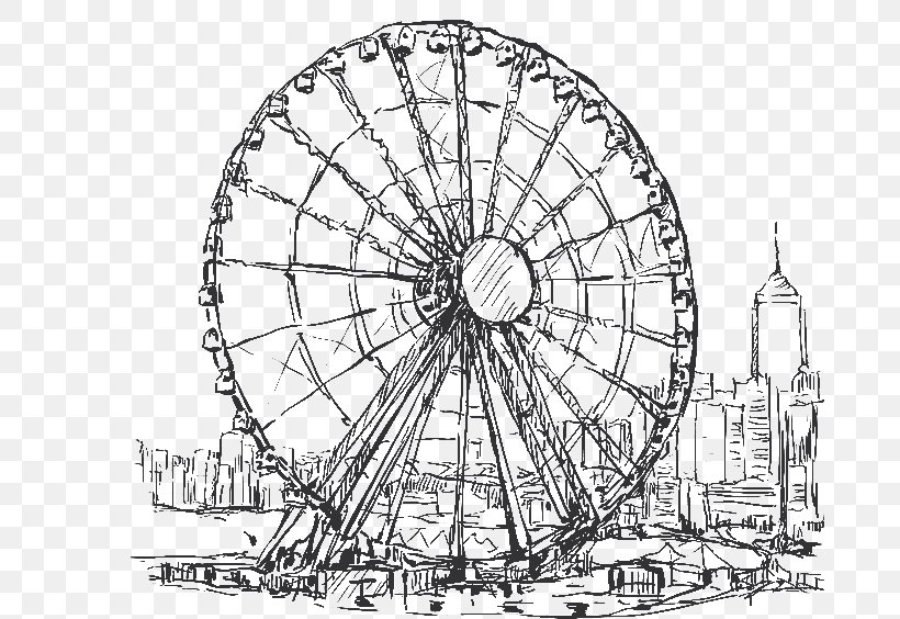 Drawing Cityscape Illustration Sketch Hong Kong, PNG, 683x564px, Drawing, Architecture, Area, Bicycle Wheel, Black And White Download Free