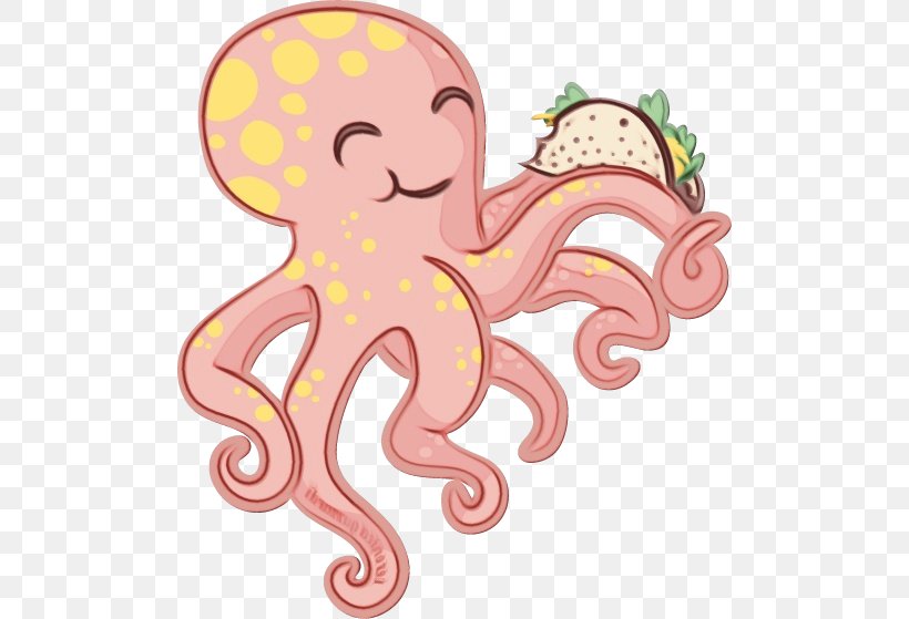 Octopus Giant Pacific Octopus Pink Cartoon Octopus, PNG, 500x559px, Watercolor, Cartoon, Giant Pacific Octopus, Octopus, Paint Download Free