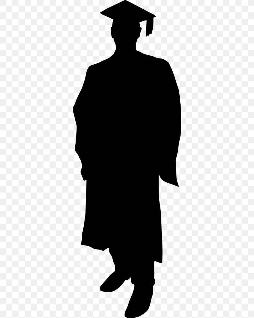 Silhouette Graduation Ceremony Clip Art, PNG, 350x1024px, Silhouette, Black, Black And White, Cartoon, Fictional Character Download Free