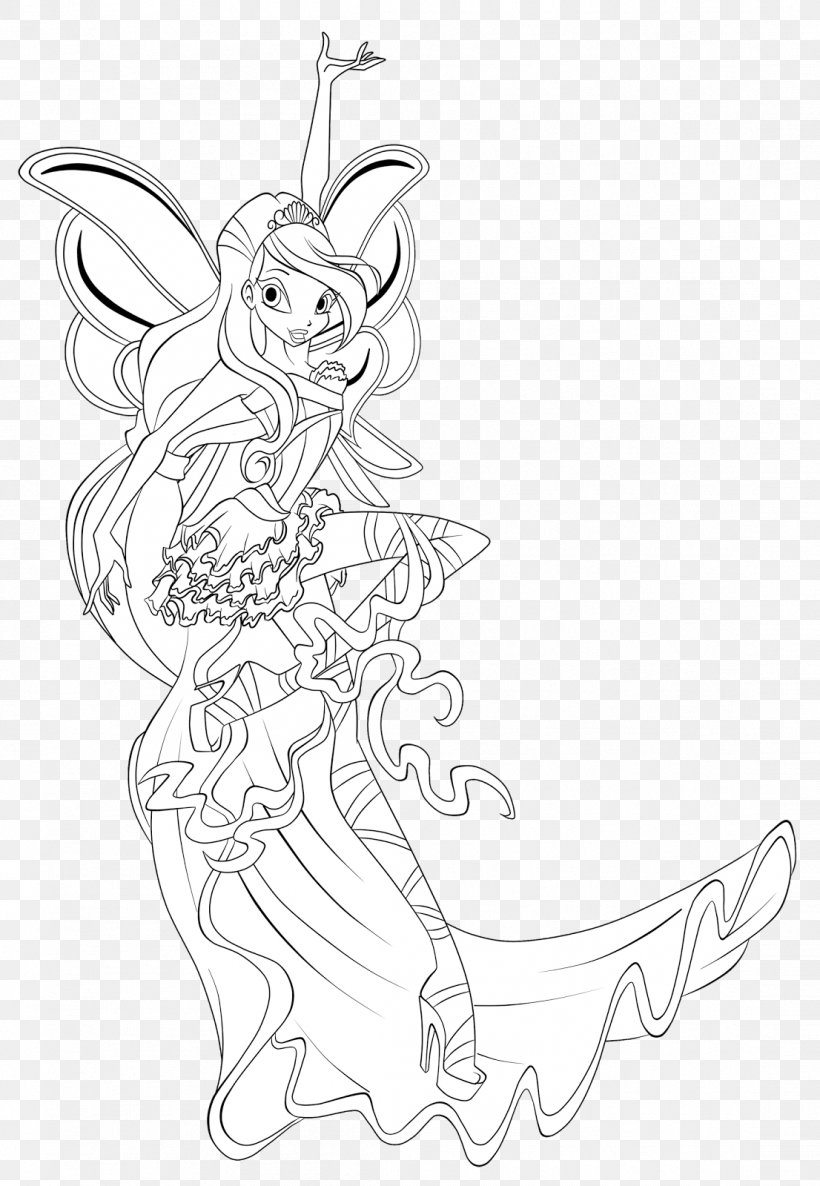 Bloom Coloring Book The Flying School Fairy Child, PNG, 1106x1600px, Bloom, Artwork, Ball Gown, Black, Black And White Download Free