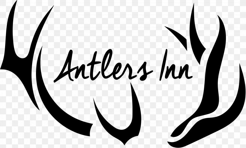 Antlers Inn Logo Calligraphy Font, PNG, 3170x1902px, Logo, Antler, Art, Black, Black And White Download Free