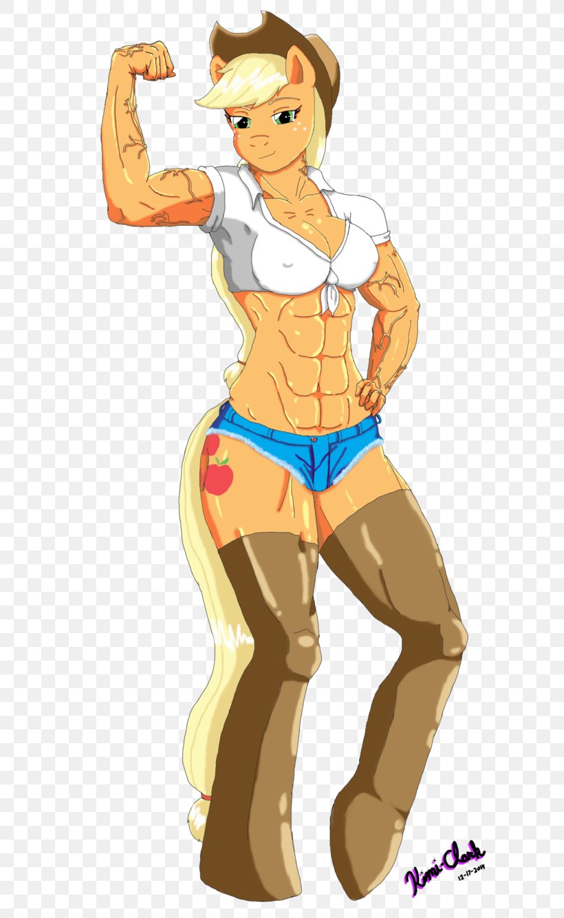 Applejack Pony Muscle Woman Bodybuilding, PNG, 599x1334px, Watercolor, Cartoon, Flower, Frame, Heart Download Free