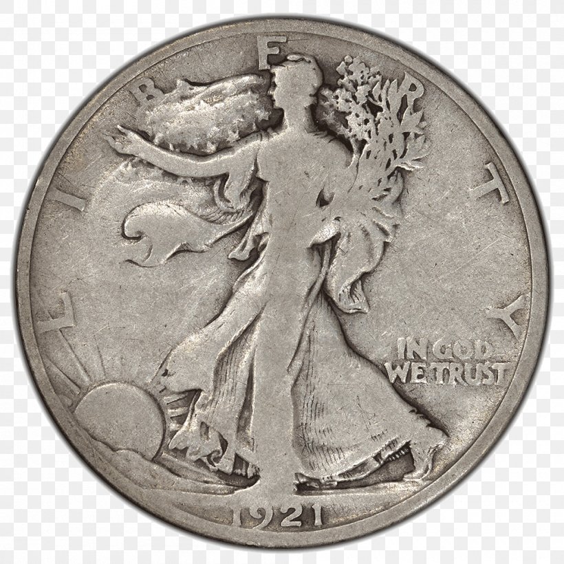 Dollar Coin Silver Walking Liberty Half Dollar, PNG, 1000x1000px, Coin, Australian Fiftycent Coin, Currency, Dollar Coin, Half Dollar Download Free