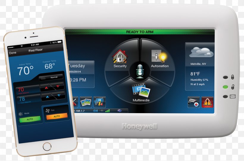 Honeywell Z-Wave Wi-Fi Security Alarms & Systems, PNG, 1200x793px, Honeywell, Automation, Brand, Communication Device, Electronic Device Download Free