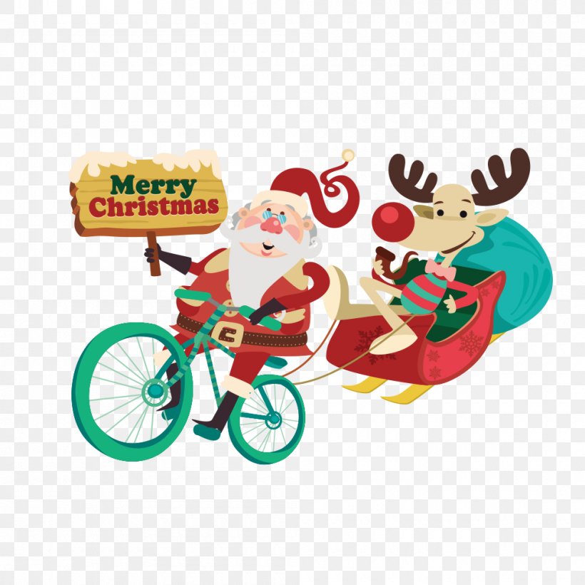 Santa Claus Mrs. Claus Bicycle Christmas Day, PNG, 1000x1000px, Santa Claus, Bicycle, Christmas, Christmas Day, Christmas Decoration Download Free