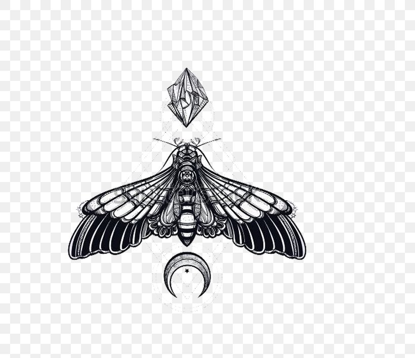 Butterfly Death's-head Hawkmoth Sacred Geometry, PNG, 708x708px, Butterfly, Black And White, Body Jewelry, Butterflies And Moths, Geometry Download Free