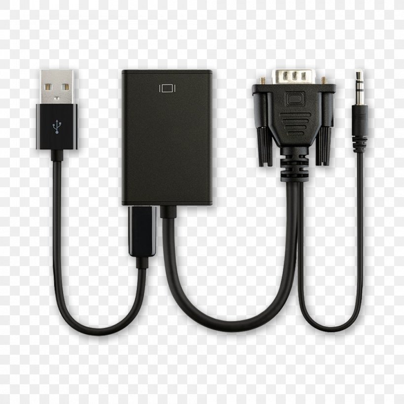 Laptop HDMI VGA Connector Video Graphics Array Electrical Cable, PNG, 1000x1000px, Laptop, Adapter, Audio Signal, Battery Charger, Cable Download Free