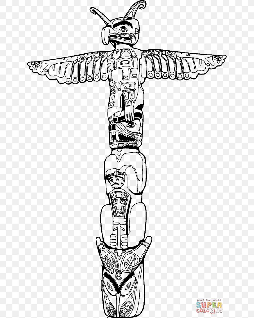 Totem Pole Clip Art, PNG, 645x1024px, Totem Pole, Arm, Art, Black And White, Cold Weapon Download Free