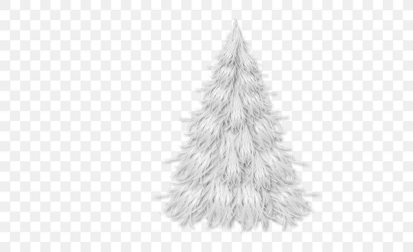 Christmas Tree, PNG, 500x500px, Christmas Tree, Black And White, Christmas, Conifer, Feather Download Free