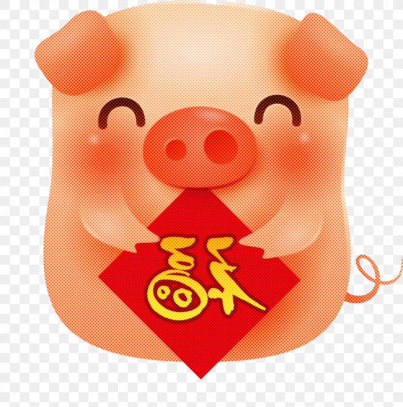 Happy New Year Pig, PNG, 1086x1100px, Happy New Year, Cartoon, Livestock, Logo, Orange Download Free