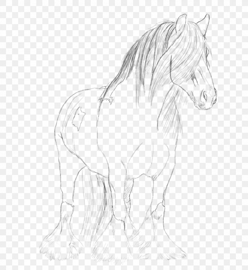 Gypsy Horse Mane Pony Cob Sketch, PNG, 900x983px, Gypsy Horse, Artwork, Black And White, Bridle, Cob Download Free
