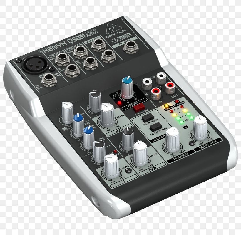 Microphone Behringer Xenyx Q502USB Audio Mixers, PNG, 800x800px, Watercolor, Cartoon, Flower, Frame, Heart Download Free