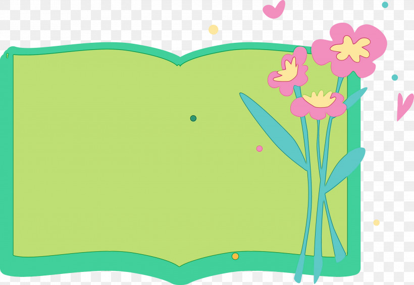 Flower Cartoon Line Green Tree, PNG, 3000x2071px, Flower Frame, Book Frame, Cartoon, Flower, Geometry Download Free