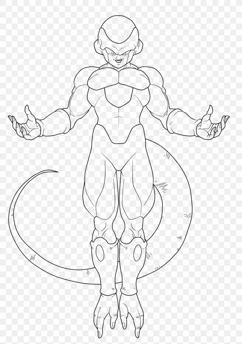 Frieza Goku Cell Line Art Sketch, PNG, 1024x1457px, Watercolor, Cartoon, Flower, Frame, Heart Download Free