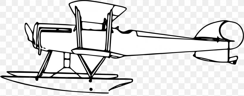 Airplane Seaplane Line Art Clip Art, PNG, 2299x906px, Airplane, Area, Auto Part, Black And White, Chair Download Free