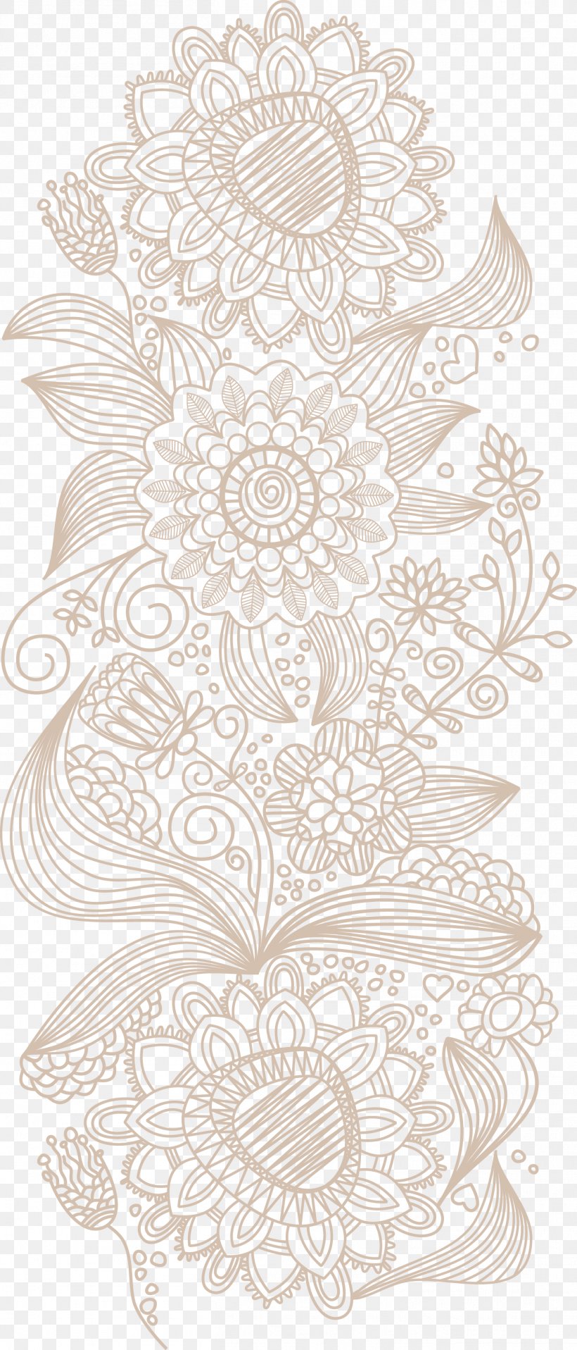 Euclidean Vector Wallpaper, PNG, 1357x3172px, Lace, Black And White, Motif, Pattern, Plant Download Free