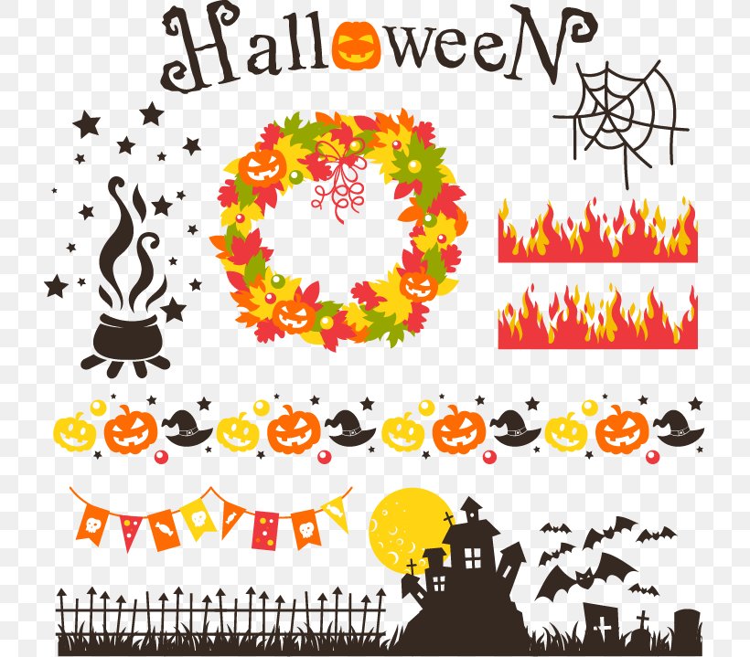 Halloween Euclidean Vector Jack-o'-lantern Illustration, PNG, 723x719px, Halloween, Area, Flower, Jack O Lantern, Party Download Free