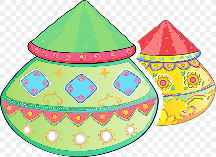 Party Hat, PNG, 3000x2183px, Happy Holi, Paint, Party Hat, Party Supply, Watercolor Download Free
