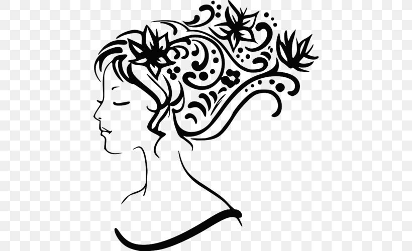 Vector Graphics Hairstyle Clip Art Illustration, PNG, 500x500px, Hairstyle, Art, Artwork, Black And White, Face Download Free