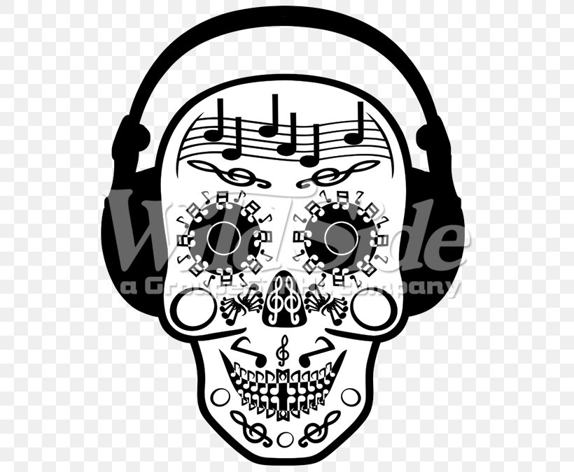 Headphones Skull Headgear Clip Art, PNG, 675x675px, Headphones, Audio, Audio Equipment, Black And White, Bone Download Free
