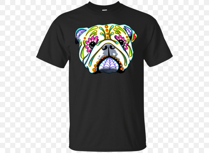 T-shirt Calavera Bulldog Hoodie Day Of The Dead, PNG, 600x600px, Tshirt, Active Shirt, Brand, Bulldog, Calavera Download Free