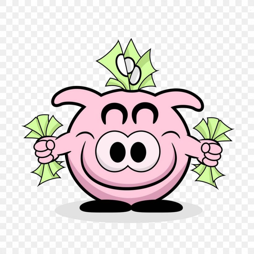 Domestic Pig Piggy Bank Money Saving, PNG, 1000x1000px, Domestic Pig,  Cartoon, Coin, Flower, Food Download Free