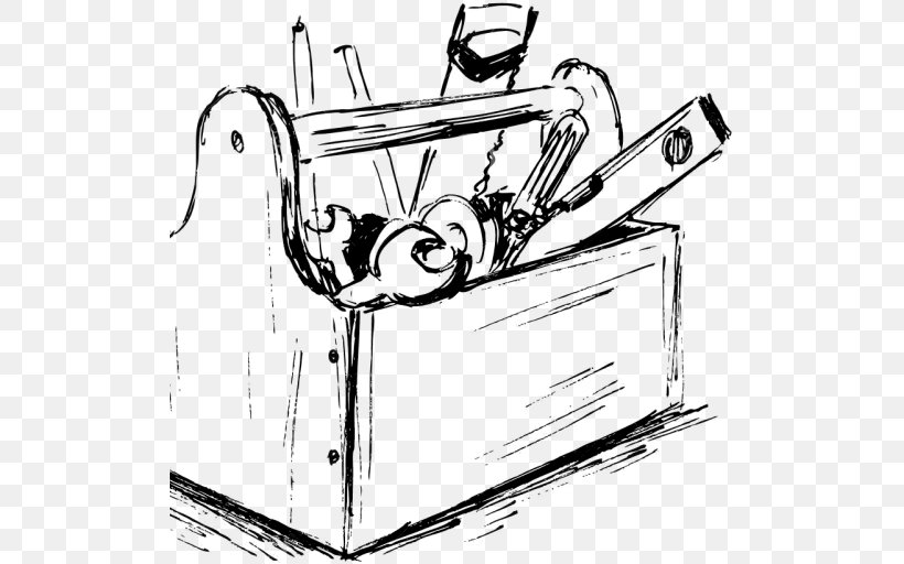 Tool Boxes Drawing, PNG, 512x512px, Tool Boxes, Automotive Design, Black And White, Box, Cartoon Download Free