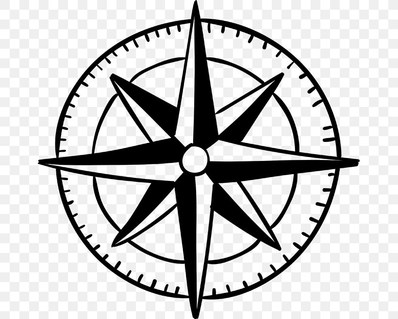 Compass Rose Clip Art, PNG, 663x656px, Compass, Area, Black And White, Cardinal Direction, Compass Rose Download Free