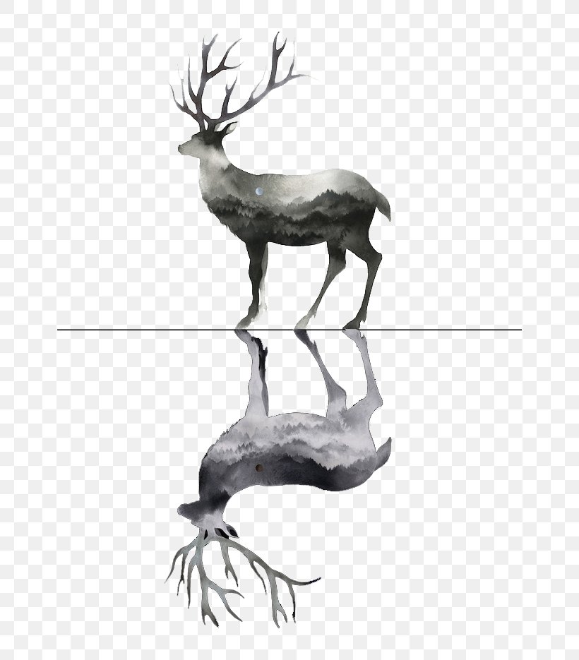 Deer Watercolor Painting Drawing, PNG, 658x935px, Deer, Antler, Black And White, Color, Creative Work Download Free